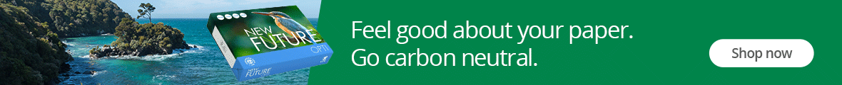 Shop for carbon neutral paper and feel good about your purchase.
