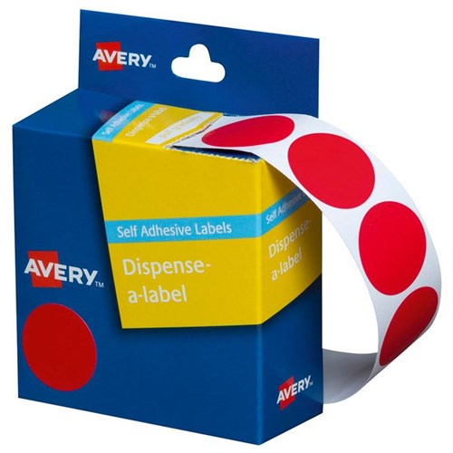 Avery Dot Dispenser Labels DMC24R 24mm Red, Box of 500