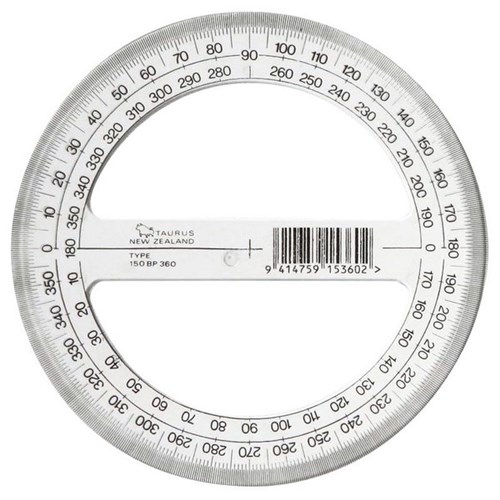 Taurus Round Protractor 360 degrees 15cm