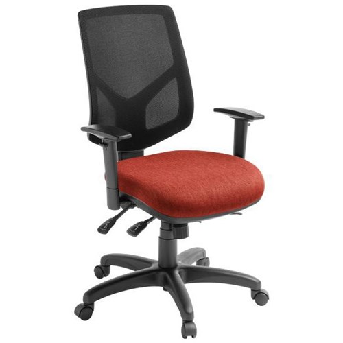 Eden Office Crew Task Chair With Arms High Mesh Back Keylargo Fabric/Paprika/Black