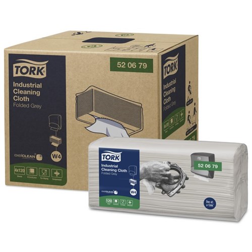 Tork W4 Industrial Cleaning Cloths 415x355mm Grey 520679, Carton of 4