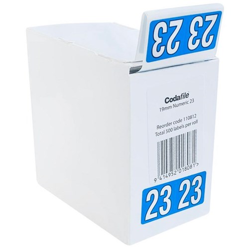 Codafile Label Year 2023 19mm, Roll of 500