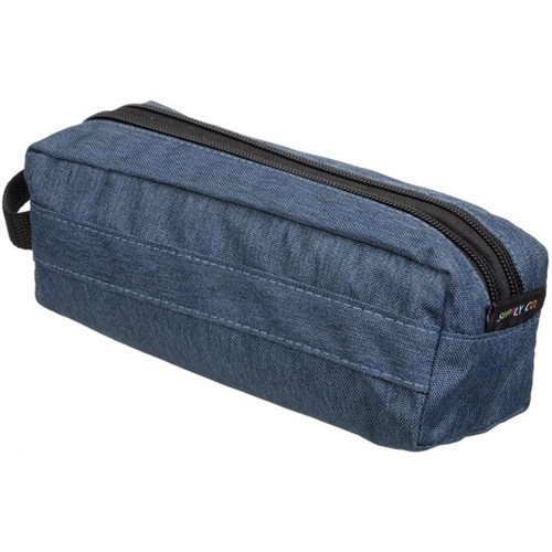 Supply Co. Pencil Case Barrel Two Compartments Denim Blue 220x80mm