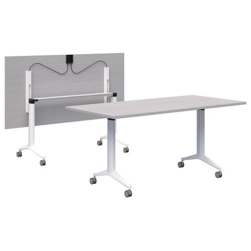 Fiord Flip Table 1200mm Silver Strata/White