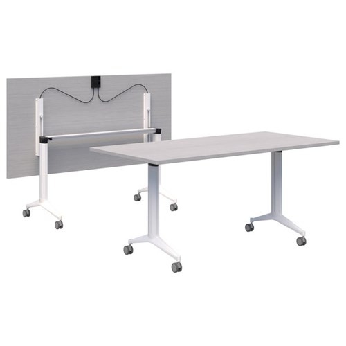 Fiord Flip Table 1500mm Silver Strata/White