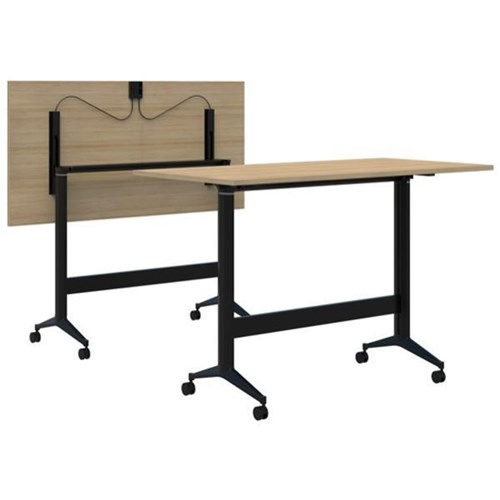 Fiord Leaner Flip Table 1600x1050mm, Classic Oak Top/Black Base