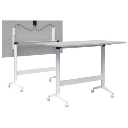 Fiord Leaner Flip Table 1200x1050mm, Silver Strata/White