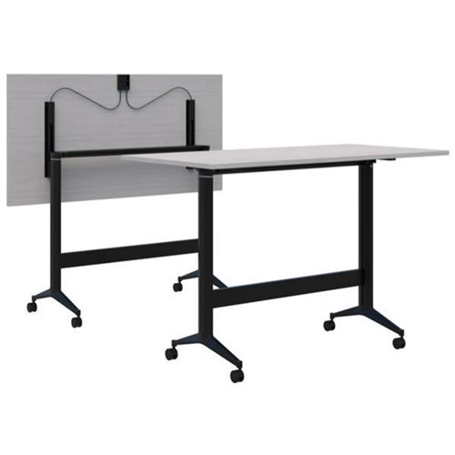 Fiord Leaner Flip Table 1200x1050mm, Silver Strata/Black