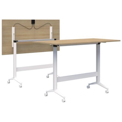 Fiord Leaner Flip Table 1200x1050mm, Classic Oak/White