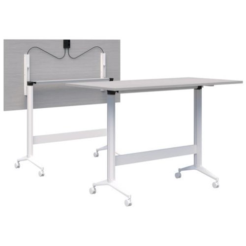 Fiord Leaner Flip Table 1800x1050mm, Silver Strata/White