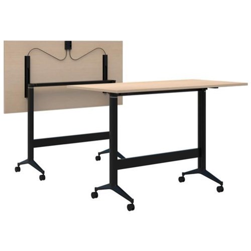 Fiord Leaner Flip Table 1200x1050mm, Refined Oak/Black