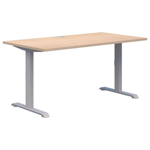 Summit II Fixed Height Single User Desk 1500x800mm Refined Oak/Silver