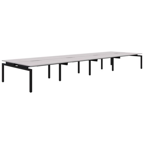 Balance Fixed Height 8 User Desk Back-To-Back 8x1500x800mm Silver Strata/Black