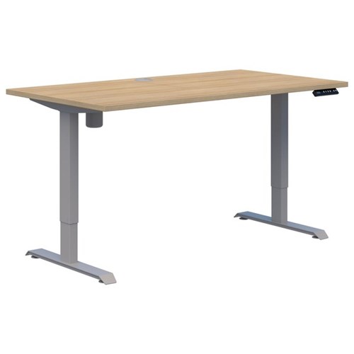 Accent Duo II Electric Desk 1500x800mm, Classic Oak/Silver