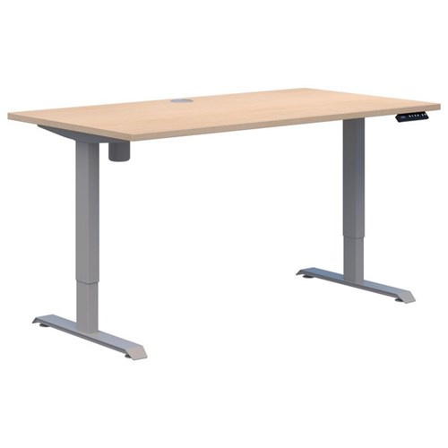 Accent Duo II Electric Desk 1500x800mm, Refined Oak/Silver