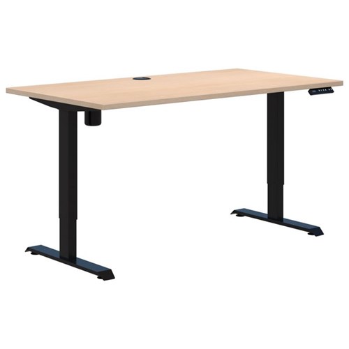 Accent Duo II Electric Desk 1200x700mm, Refined Oak/Black