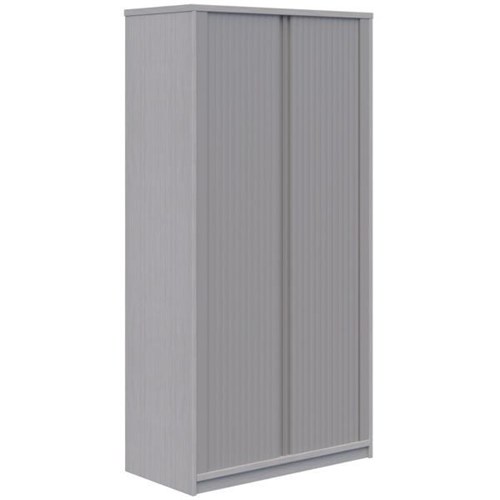 Mascot Tambour Lockable 900mm Silver Strata with Silver Doors