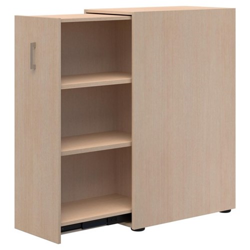Mascot Lockable Personal Pull-Out Shelving Cupboard Left Hand 450x1200mm Refined Oak