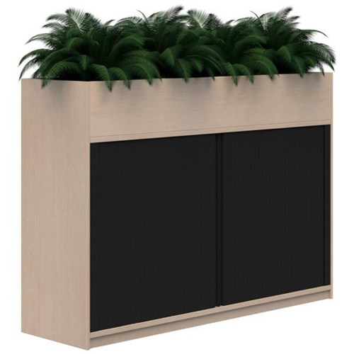 Mascot Planter Tambour 1800mm Refined Oak with Black Doors