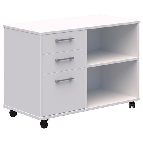 Mascot Lockable Mobile Caddy With Drawers & Open Shelving Left Hand 900x650mm Snow Velvet