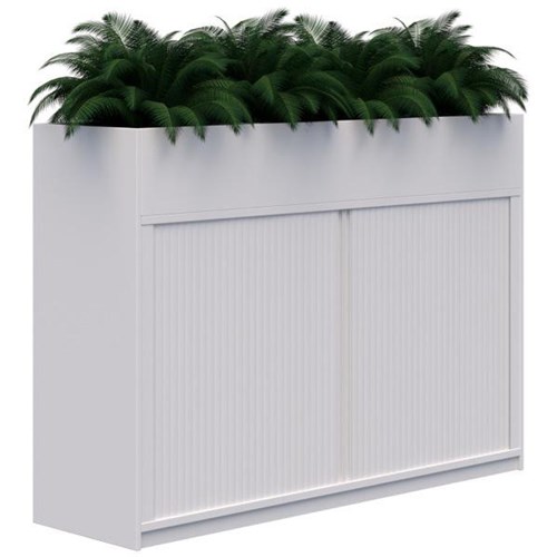 Mascot Planter Tambour Lockable 1800mm Snow Velvet with White Doors