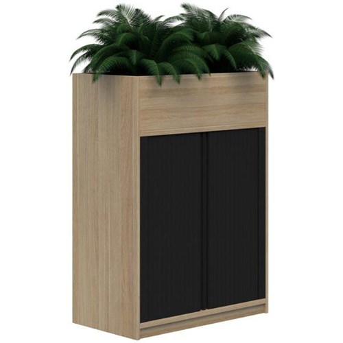 Mascot Planter Tambour 900mm Classic Oak with Black Doors