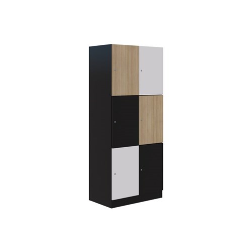 Mascot Keyed Locking 6 Door Locker 900x1900mm Classic Oak/Snow Velvet/Black