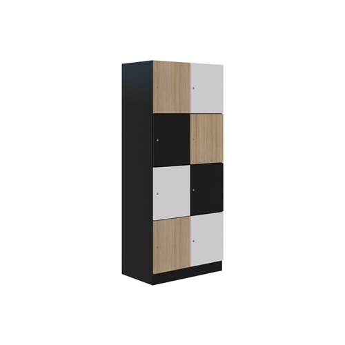 Mascot Keyed Locking 8 Door Locker 900x1900mm Classic Oak/Snow Velvet/Black