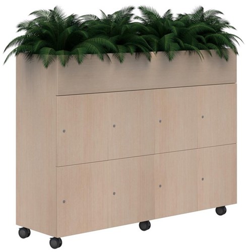 Mascot Keyed Locking 8 Door Mobile Planter Locker 1800x1200mm Refined Oak