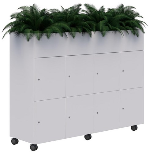 Mascot Keyed Locking 8 Door Mobile Planter Locker 1800x1200mm Snow Velvet