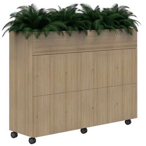 Mascot Keyed Locking 8 Door Mobile Planter Locker 1800x1200mm Classic Oak