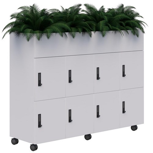 Mascot Digital Locking 8 Door Mobile Planter Locker 1800x1200mm Snow Velvet