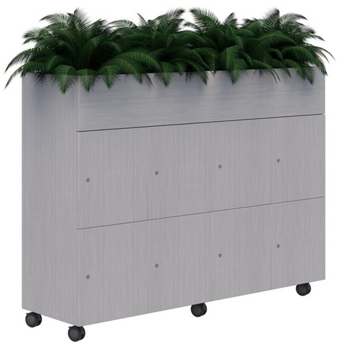 Mascot Keyed Locking 8 Door Mobile Planter Locker 1800x1200mm Silver Strata