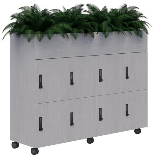 Mascot Digital Locking 8 Door Mobile Planter Locker 1800x1200mm Silver Strata