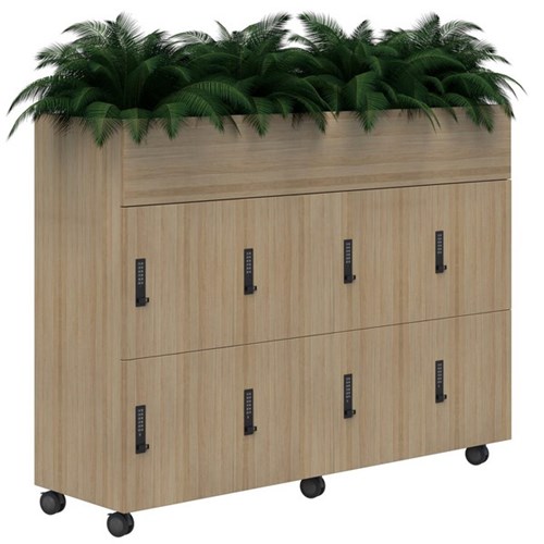 Mascot Digital Locking 8 Door Mobile Planter Locker 1800x1200mm Classic Oak