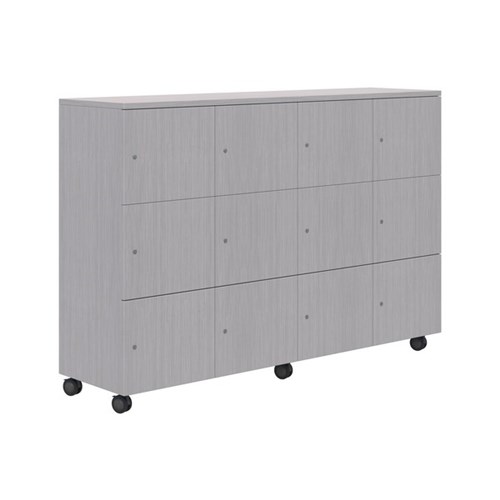 Mascot Keyed Locking 12 Door Mobile Locker 1800x1200mm Silver Strata