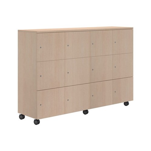 Mascot Keyed Locking 12 Door Mobile Locker 1800x1200mm Refined Oak