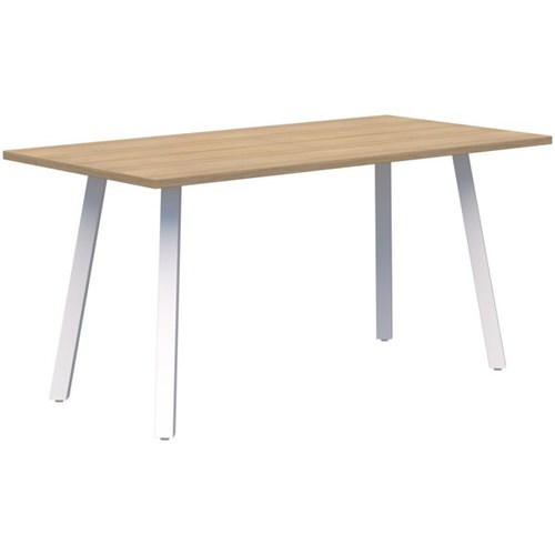 Fiord CAFE Table 1600 x 800 x 720mm Classic Oak Top with White Base