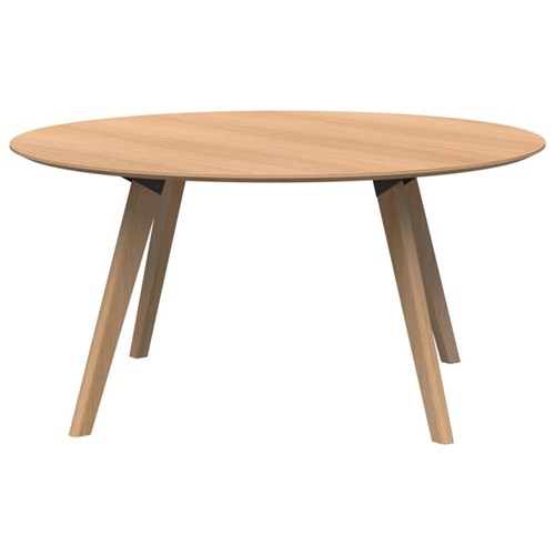 FIORD Round Meeting Table 1500 x 720mm Tasmanian Ash Veneer Top with Solid Wood Base