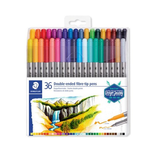 Staedtler Design Journey Double Ended Fibre Tip Pens, Pack of 36