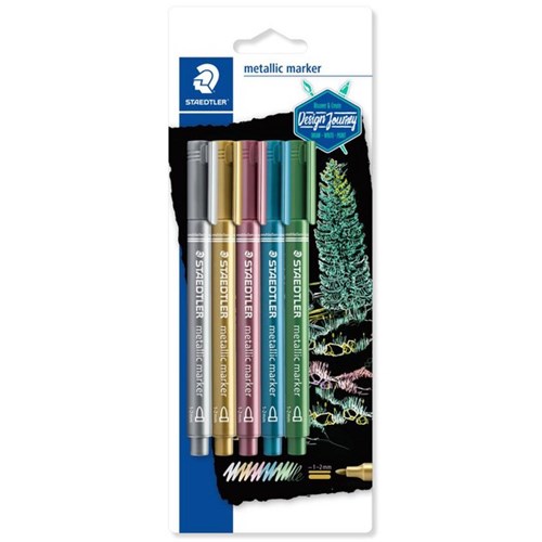 Staedtler Design Journey Metallic Markers Assorted, Pack of 5