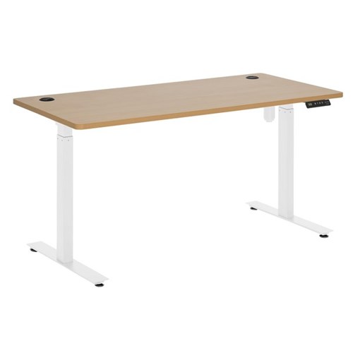 Amplify Electric 2 Stage Single Motor Height Adjustable Single User Desk 1500x750mm Beech/White