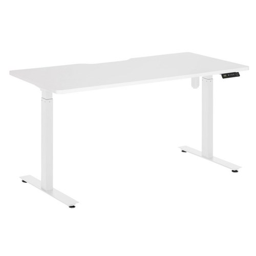 Amplify Electric 2 Stage Single Motor Height Adjustable Desk Scallop Top 1500x750mm White/White