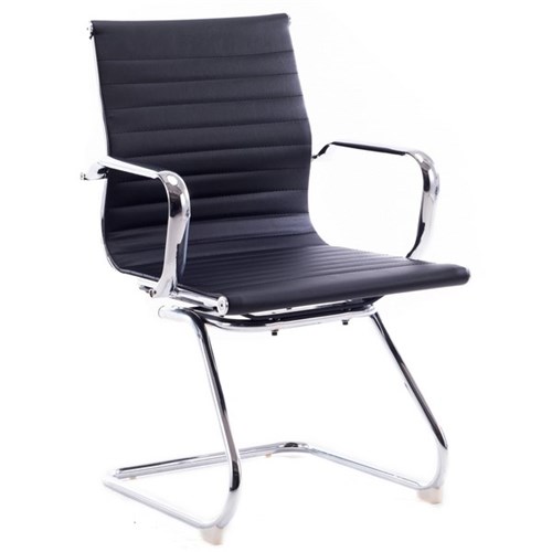 Line Office Chair With Arms Loop Legs Black/Chrome