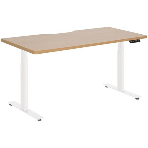 Amplify Electric Height Adjustable Desk Dual Motor Scallop Top 1500x750mm Beech/White