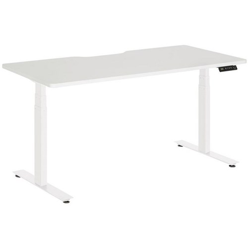 Amplify Electric Height Adjustable Desk Dual Motor Scallop Top 1500x750mm White/White