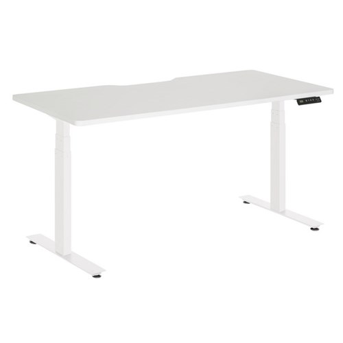 Amplify Electric Height Adjustable Desk Dual Motor White Scallop Top 1800x800mm White Frame