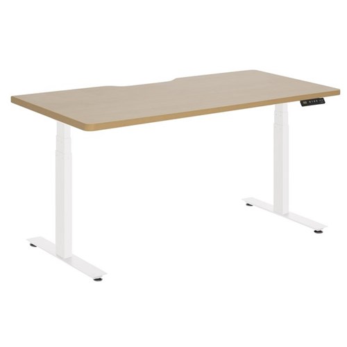 Amplify Electric Height Adjustable Desk Dual Motor Beech Scallop Top 1800x800mm White Frame