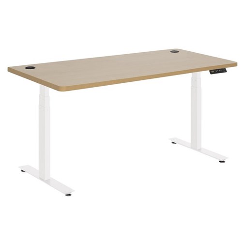 Amplify Electric Height Adjustable Desk Dual Motor Beech Top 1800x800mm White Frame