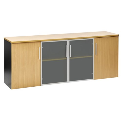 Emerge Credenza 1800mm 2 Glass Doors 2 Wooden Doors Beech/Ironstone